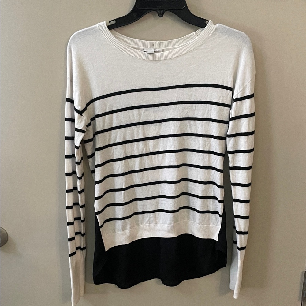 Halogen Cream Striped Knit Sweater-small